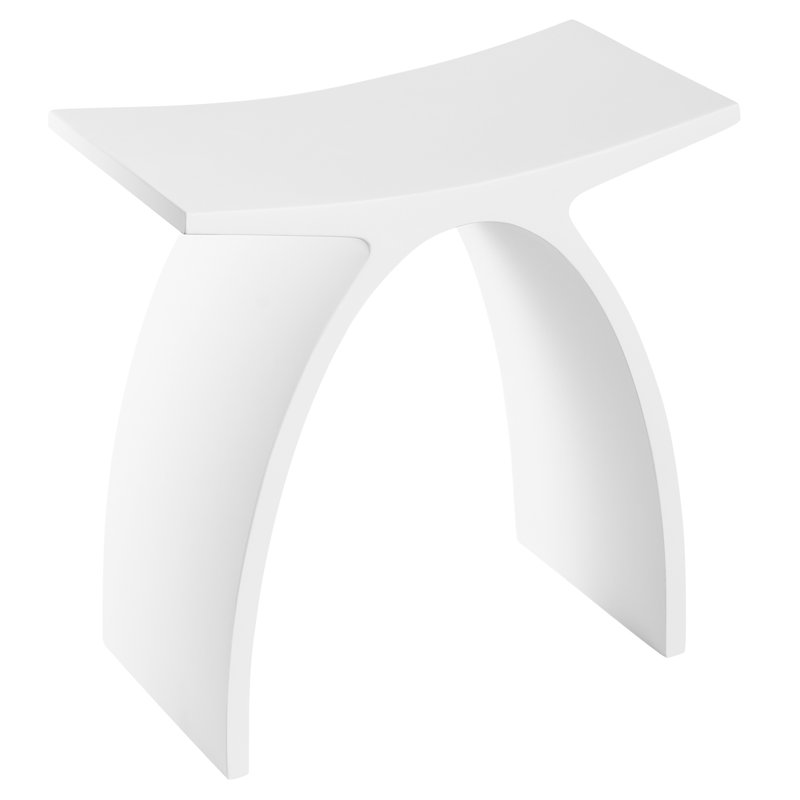 Ancona 17” Bathroom Shower Bench in Pure Acrylic Stone in Matte White